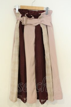 画像1: axes femme POETIQUE / パッチワークプリーツスカート M ピンク O-26-02-06-022-AX-SK-OW-OS