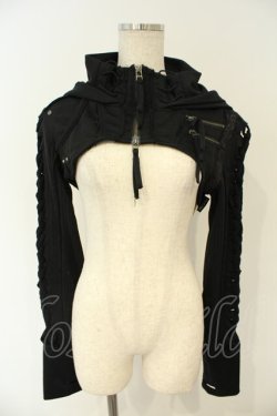 画像1: Ozz Croce / フード付きレースアップシュラグ  ブラック O-26-02-06-029-OO-TO-OW-OS