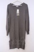 axes femme / Vネックロングニットワンピ M グレー O-26-02-07-031-AX-OP-IG-OS