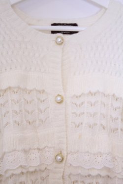 画像2: axes femme NOSTALGIE / コットンレースニットカーディガン M アイボリー O-26-02-07-034-AX-TO-IG-OS