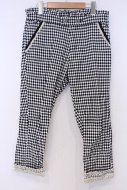 画像1: axes femme / ダブルボタンロールアップパンツ L シロクロ ギンガム O-26-02-07-038-AX-PA-IG-OS
