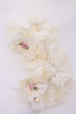 画像1: m petit by misako / NINA'Sコラボ　リボン付き2WAYシュシュ  シロ O-26-02-07-045-LO-ZA-YM-ZT575