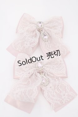 画像1: Rojita / ビジュリボンバレッタSET  ピンク O-26-02-07-048-LO-ZA-YM-OS