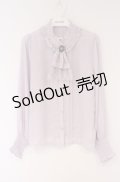 axes femme / レースジャボ付ハイネックブラウス  ラベンダー O-26-02-07-1005-AX-BL-IG-OS
