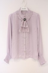 axes femme / レースジャボ付ハイネックブラウス  ラベンダー O-26-02-07-1005-AX-BL-IG-OS
