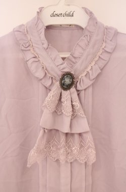 画像2: axes femme / レースジャボ付ハイネックブラウス  ラベンダー O-26-02-07-1005-AX-BL-IG-OS