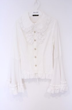 画像1: ATELIER PIERROT / 丸衿フリル姫袖ブラウス  ホワイト O-26-02-07-1006-EL-BL-OW-OS