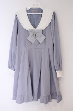 画像1: Amavel / ガーリーフリルセーラーロングスリーブワンピース  ブルー O-26-02-07-1012-CA-OP-IG-OS