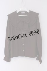 axes femme kawaii / ピンタックリボン丸襟ブラウス M チャ O-26-02-07-1016-AX-BL-YM-OS