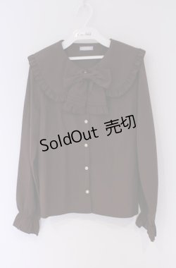 画像1: axes femme kawaii / ピンタックリボン丸襟ブラウス M チャ O-26-02-07-1016-AX-BL-YM-OS