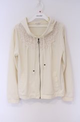 axes femme / バックシャンレースパーカー M アイボリー O-26-02-07-1017-AX-TO-YM-OS