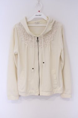 画像1: axes femme / バックシャンレースパーカー M アイボリー O-26-02-07-1017-AX-TO-YM-OS