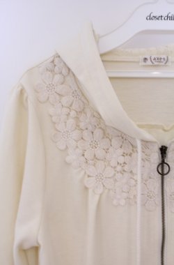 画像2: axes femme / バックシャンレースパーカー M アイボリー O-26-02-07-1017-AX-TO-YM-OS