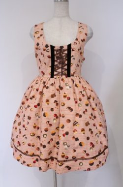 画像1: Amavel / チョコレートジャンパースカート M ピンク O-26-02-07-1019-CA-OP-YM-OS