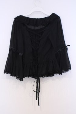 画像4: metamorphose / シフォンラッパ袖ブラウス  クロ O-26-02-07-006-ME-BL-OW-OS