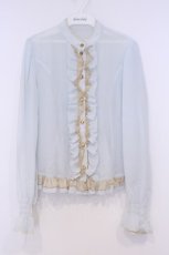 画像1: metamorphose / シフォンチュールブラウス  サックス O-26-02-07-007-ME-BL-OW-OS (1)