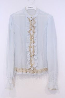 画像1: metamorphose / シフォンチュールブラウス  サックス O-26-02-07-007-ME-BL-OW-OS