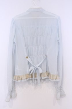 画像3: metamorphose / シフォンチュールブラウス  サックス O-26-02-07-007-ME-BL-OW-OS