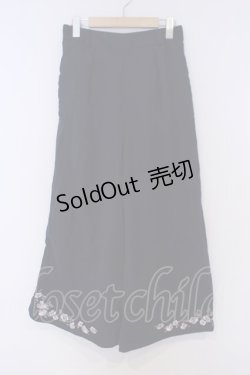 画像1: axes femme / 花刺繍入りワイドパンツ  ネイビー O-26-02-07-015-AX-PA-IG-OS