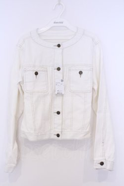 画像1: axes femme / ブレードノーカラーデニムジャケット L シロ O-26-02-07-016-AX-JA-IG-OS