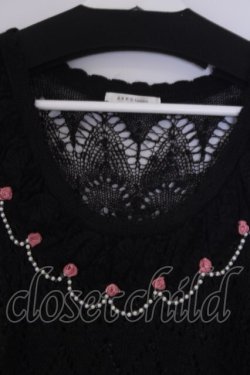 画像2: axes femme / 巻き薔薇パールニットトップス M クロ O-26-02-07-017-AX-TO-IG-OS