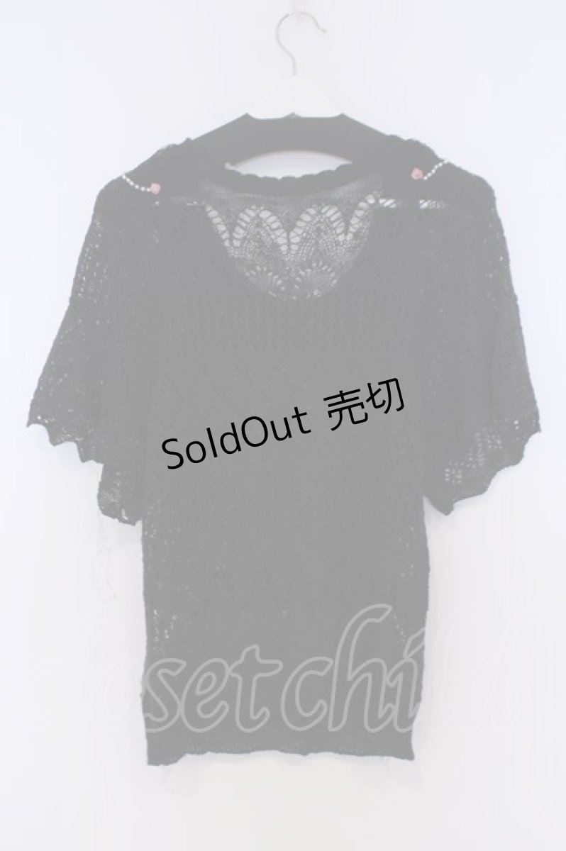 画像4: axes femme / 巻き薔薇パールニットトップス M クロ O-26-02-07-017-AX-TO-IG-ZT679 (4)