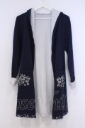 axes femme / フード付き刺繍コーディガン  ネイビー O-26-02-07-021-AX-JA-IG-OS