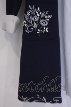 画像2: axes femme / フード付き刺繍コーディガン  ネイビー O-26-02-07-021-AX-JA-IG-OS