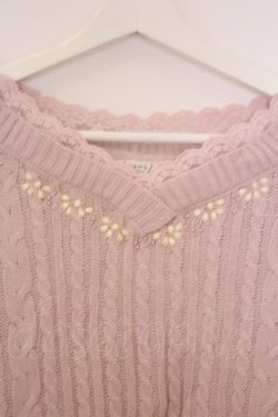 画像2: axes femme / Vネックビジューニット M ピンク O-26-02-07-027-AX-TO-IG-OS