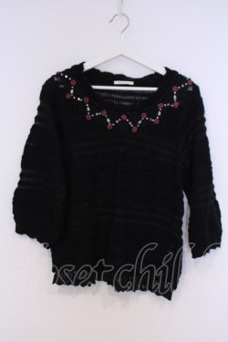 画像1: axes femme / ローズ＆ビジューニットプルオーバー M クロ O-26-02-07-029-AX-TO-IG-OS