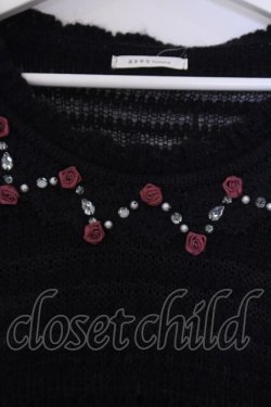 画像2: axes femme / ローズ＆ビジューニットプルオーバー M クロ O-26-02-07-029-AX-TO-IG-OS