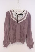 axes femme / ブロッキングニットプルオーバー M ラベンダー O-26-02-07-030-AX-TO-IG-OS