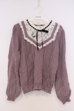 画像1: axes femme / ブロッキングニットプルオーバー M ラベンダー O-26-02-07-030-AX-TO-IG-OS