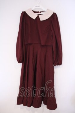 画像1: m petit by misako / マイメロワッペン付きワンピース M ワイン O-26-02-09-027-LO-OP-OW-OS