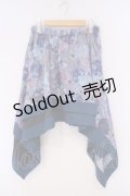 gouk / 和柄アシメロングスカート  ブルー系 O-26-02-09-038-GO-SK-OW-OS