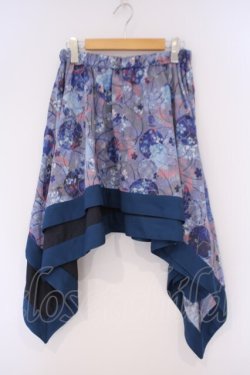 画像1: gouk / 和柄アシメロングスカート  ブルー系 O-26-02-09-038-GO-SK-OW-OS