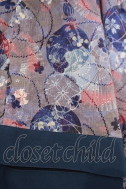 画像2: gouk / 和柄アシメロングスカート  ブルー系 O-26-02-09-038-GO-SK-OW-OS