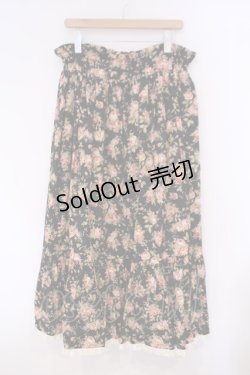 画像1: metamorphose / 薔薇柄ロングスカート  クロ O-26-02-09-040-ME-SK-OW-OS
