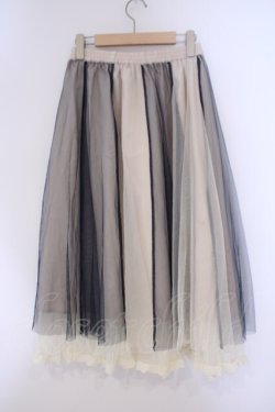 画像2: axes femme / チュール切替ミディスカート M キナリ×ネイビー O-26-02-09-057-AX-SK-OW-OS