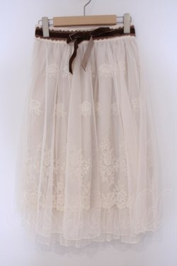画像1: axes femme / レース使いチュールスカート M キナリ O-26-02-09-058-AX-SK-OW-OS