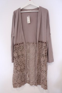 画像1: axes femme / レース切替UVカットカーデ M グレージュ O-26-02-09-061-AX-TO-OW-OS