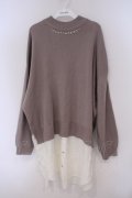 axes femme / シャツレイヤード風ニットトップス M ベージュ×キナリ O-26-02-09-068-AX-TO-OW-OS