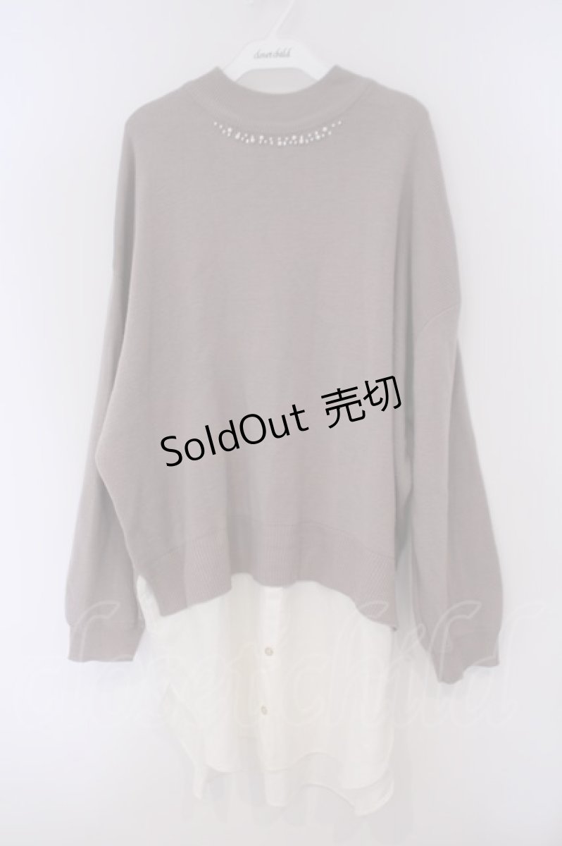 画像1: axes femme / シャツレイヤード風ニットトップス M ベージュ×キナリ O-26-02-09-068-AX-TO-OW-ZT605 (1)