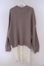 画像1: axes femme / シャツレイヤード風ニットトップス M ベージュ×キナリ O-26-02-09-068-AX-TO-OW-ZT605 (1)