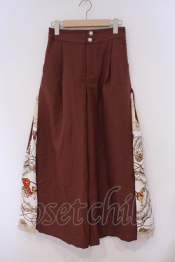 画像1: axes femme / スカーフ柄切替ワイドパンツ M ブラウン O-26-02-09-069-AX-PA-OW-OS