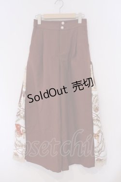 画像1: axes femme / スカーフ柄切替ワイドパンツ M ブラウン O-26-02-09-069-AX-PA-OW-ZT605