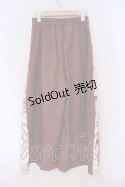 画像3: axes femme / スカーフ柄切替ワイドパンツ M ブラウン O-26-02-09-069-AX-PA-OW-ZT605