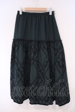 画像1: axes femme / フロッキープリントロングスカート M グリーン O-26-02-09-073-AX-SK-OW-OS