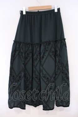 画像2: axes femme / フロッキープリントロングスカート M グリーン O-26-02-09-073-AX-SK-OW-OS