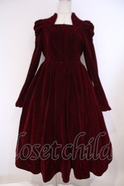 画像1: axes femme kawaii / クラシカルベロアワンピース M ワイン O-26-02-09-010-AX-OP-OW-OS